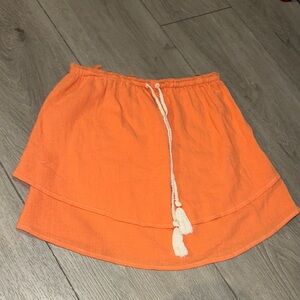 Free People Orange Layered Skirt with Drawstring size XS